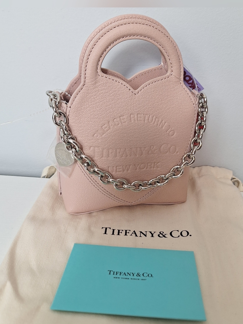 NWT Tiffany & Co. Pink Leather Micro Tote In Blush Pink | Strap For Crossbody